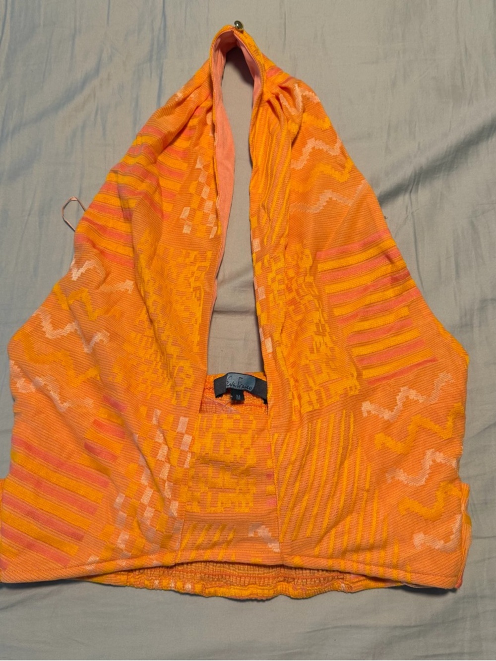 Anthropologie Eva Franco Halter Wrap Top Orange & Pink Color Size Medium NWT